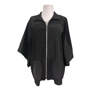 Joseph Ribkoff Small Black Jacket Full Zip Wide Kimono Sleeves 221123 Oversized